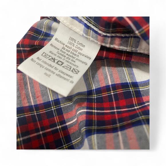 Janie and Jack Boys Red Blue Plaid Long Sleeve Button Up Size 7 - Picture 5 of 6